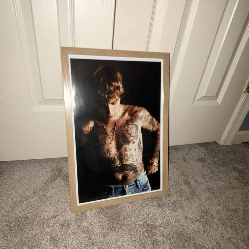 Framed Justin Bieber Poster 
12 by 18